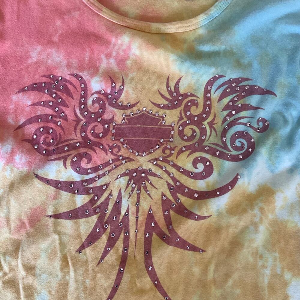 Vintage Y2K Harley Davidson,‎ long sleeve tie-dye crewneck size medium - Picture 2 of 4